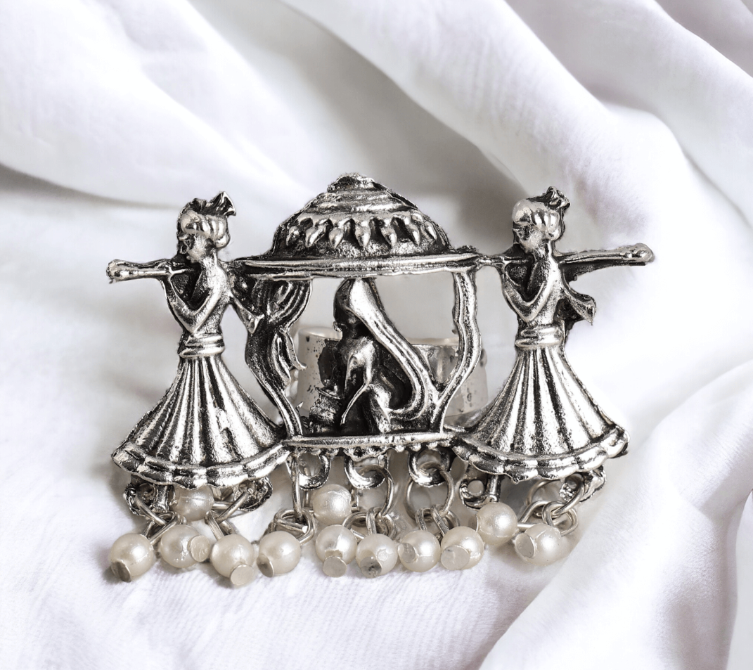 Dulhan Ki Doli Silver Oxidised Finger Ring